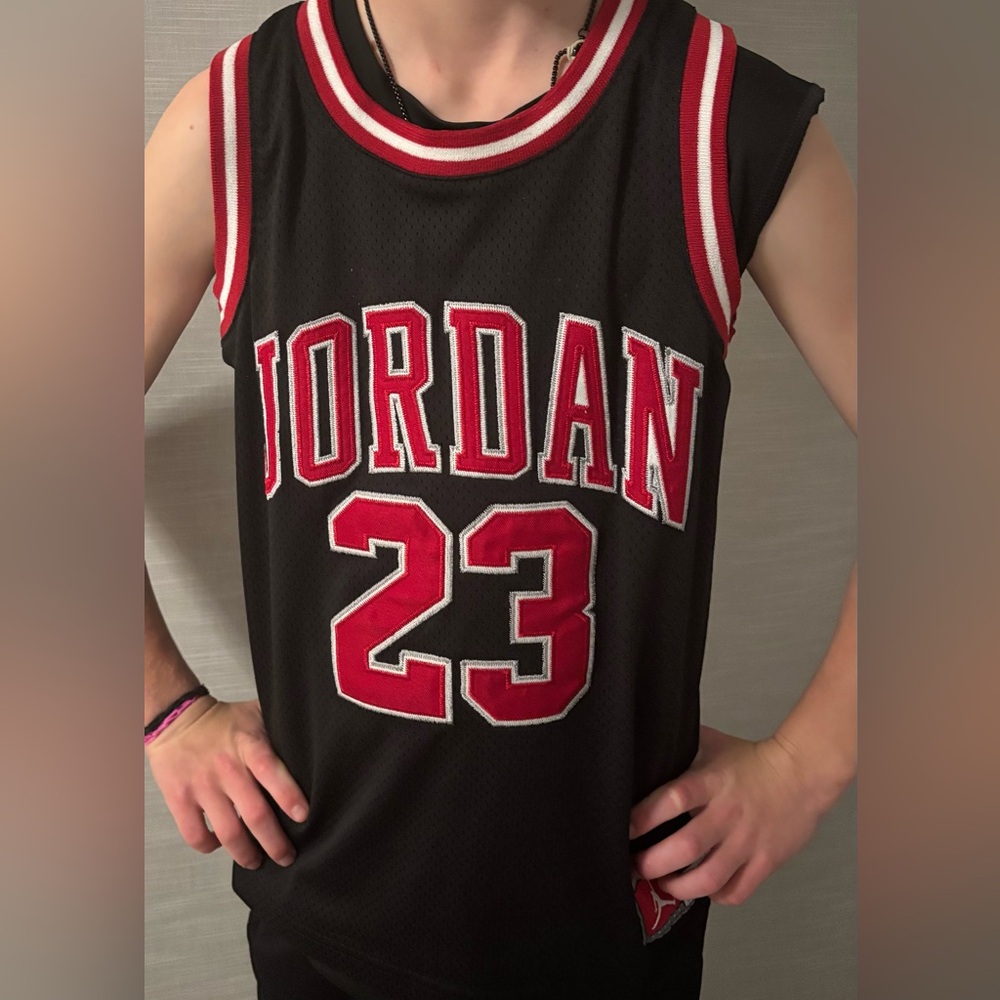 Nike Black and Red Jordan Jersey